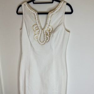 Lilly Pulitzer White Dress with Gold Embellishments/Beading